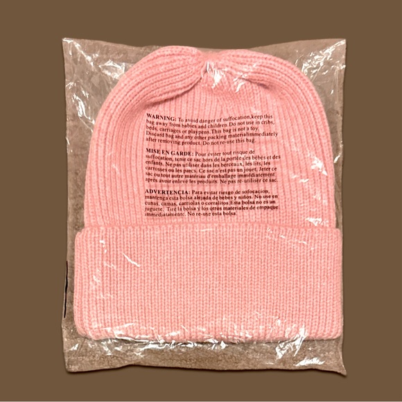 Smiley Face Pink Ribbed Knit Winter Hat - Picture 5 of 10